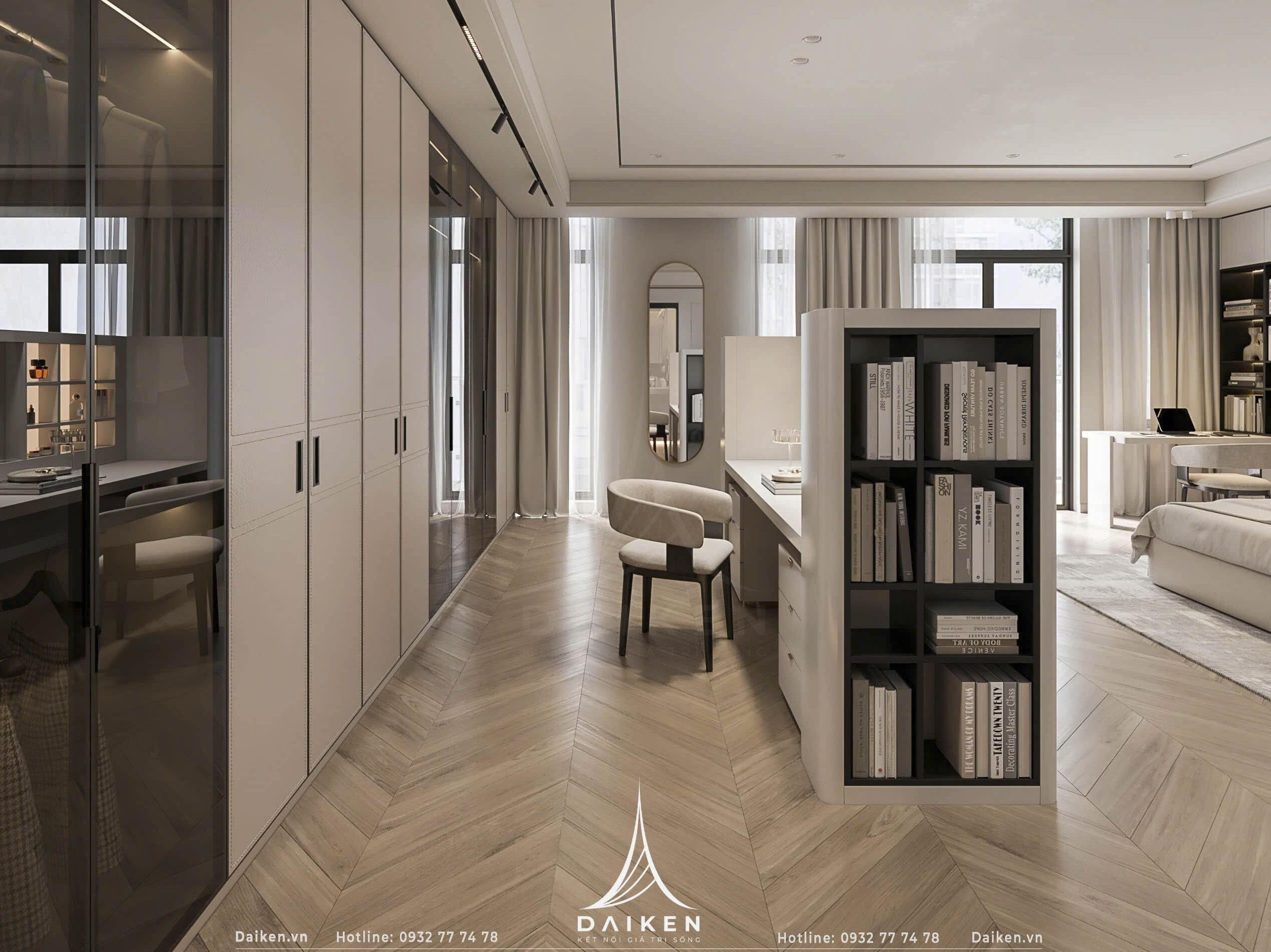 Thiết kế nội thất biệt thự - Tủ quần áo phòng ngủ Master