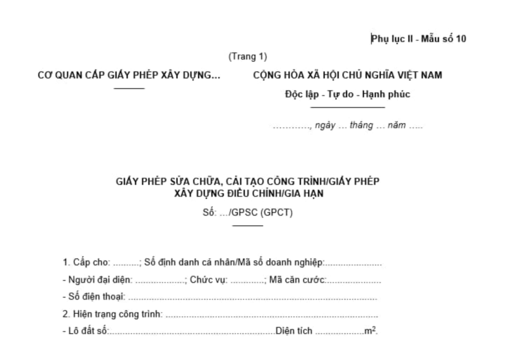 Thủ tục xin phép sửa chữa
